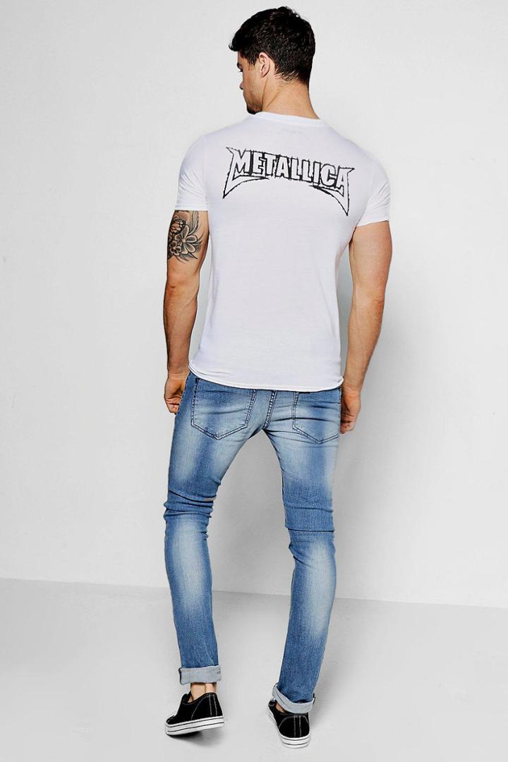 Boohoo White Metallica Back Print Band Licence Tee White