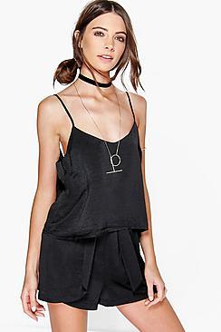 Boohoo Woven Satin Cami & Shorts Co-ord Set