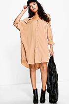Boohoo Cold Shoulder Collar Shirt Dress