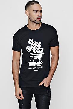 Boohoo Disney Monochrome Mickey T Shirt