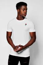 Boohoo Embroidered Rose Emblem T-shirt White