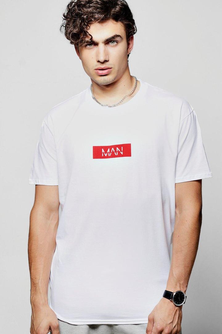 Boohoo Oversized Original Man Logo T-shirt White
