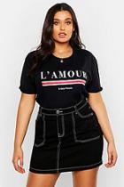 Boohoo Plus L'amour Slogan T-shirt