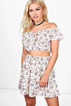 Boohoo Rosie Floral Off Shoulder & Skirt Co-ord