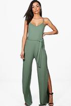 Boohoo Tall Tamra Split Wide Leg Jumpsuit