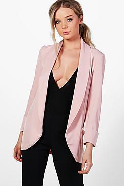 Boohoo Katie Shawl Collar Pocket Textured Blazer