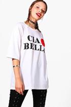 Boohoo Holly Slogan Faux Fur Trim T-shirt