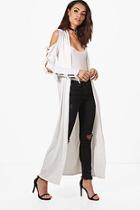 Boohoo Milly Cold Shoulder Lace Up Kimono