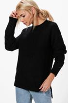 Boohoo Emily Textured Chunky Jumper Black