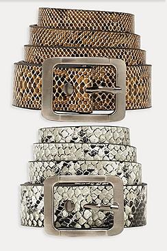 Boohoo 2pk Faux Snake Boyfriend Belt
