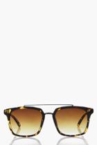 Boohoo Abbie Oversized Brow Bar Tortoise Sunglasses Brown