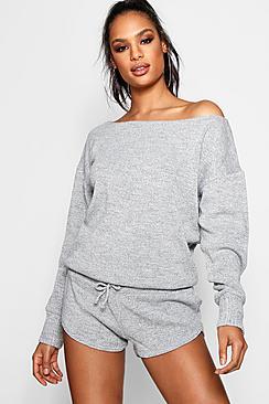Boohoo Jumper And Shorts Heavy Knitted Set