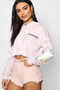Boohoo Rita My Little Pony Cropped Hoody