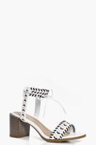 Boohoo Evelyn Contrast Whip Stitch Block Heels White