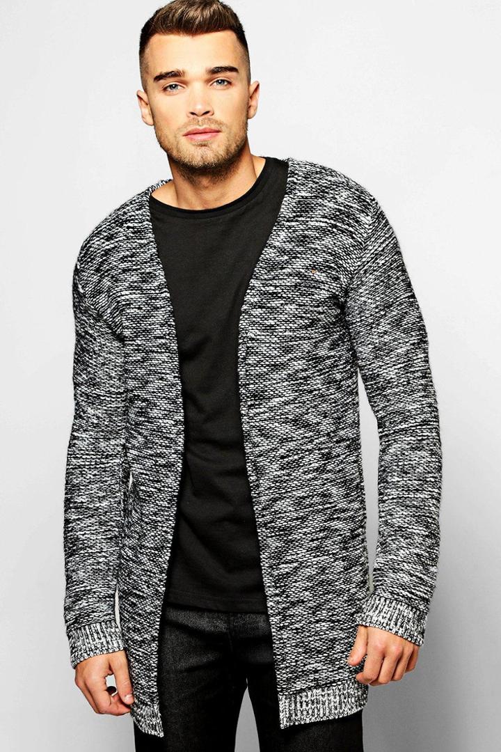 Boohoo Twisted Yarn Edge To Edge Cardigan Black