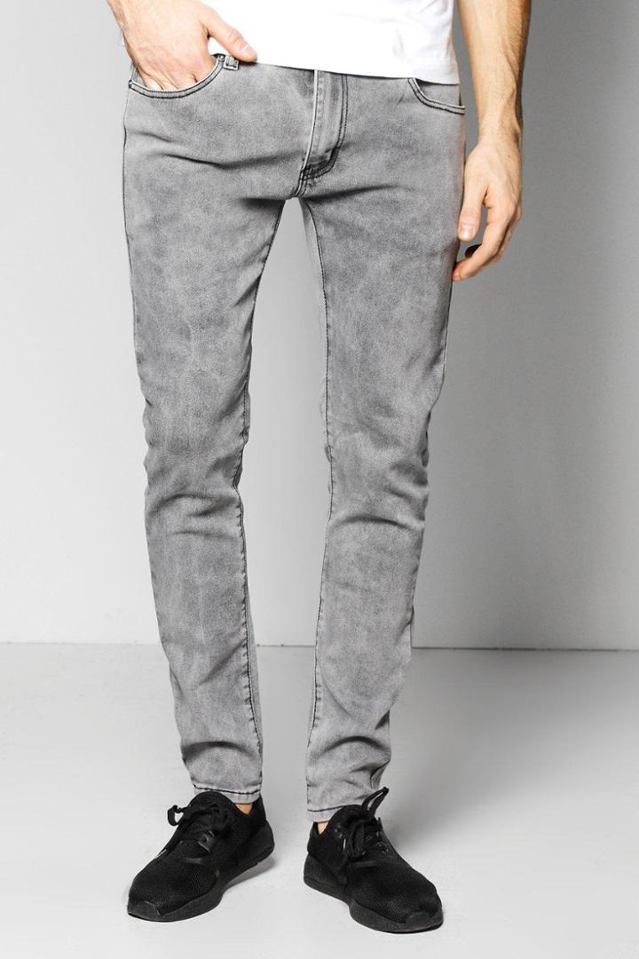 Boohoo Stretch Skinny Fit Washed Fashion Jeans Grey