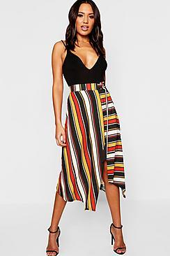Boohoo Woven Contrast Stripe Midi Skirt