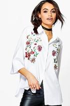 Boohoo Stella Embroidered 3/4 Sleeve Shirt