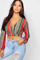 Boohoo Petite Wrap Front Cropped Top