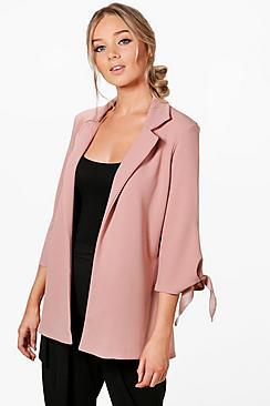 Boohoo Tie Cuff Tailored Blazer