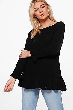 Boohoo Jade Ruffle Hem & Sleeve Jumper