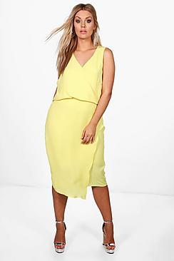 Boohoo Plus Wrap Front Occasion Dress