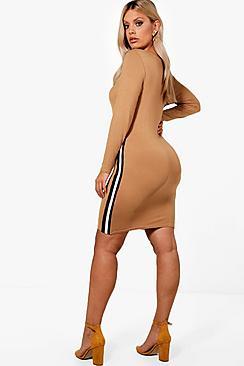 Boohoo Plus Katie Side Stripe Bodycon Dress