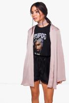Boohoo Rebecca Satin Kimono With Choker Rose