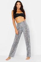 Boohoo Snake Wide Leg Beach Trousers