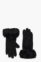 Boohoo Faux Fur Trim Glove