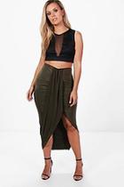 Boohoo Plus Renee Ruched Wrap Front Maxi Skirt