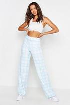 Boohoo Tall Check Belted Wide Leg Trousers