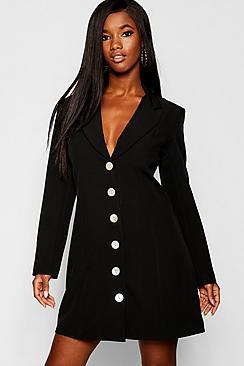Boohoo Shell Button Blazer Dress