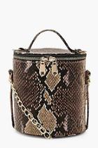 Boohoo Faux Snake Cylinder Handle Cross Body Bag