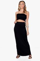 Boohoo Cassie Shirred Bandeau & Maxi Skirt Co-ord