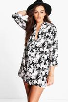 Boohoo Plus Loren Floral Shirt Dress Multi