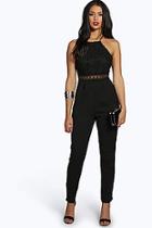 Boohoo Boutique Elle Floral Embroidered Strappy Jumpsuit