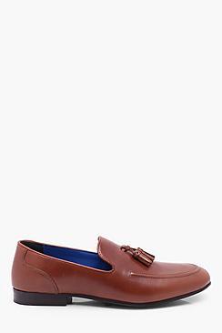 Boohoo Tan Leather Tassel Loafer