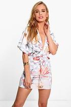 Boohoo Petite Corinna Printed Kimono Sleeve Mini Dress