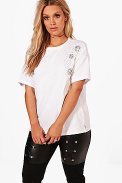 Boohoo Plus Nicole Embellished Oversized Tee