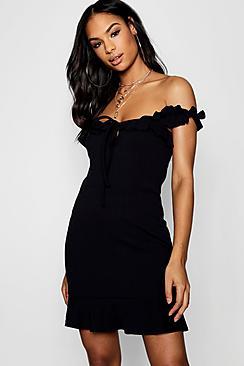 Boohoo Sophie Frill Strap Detail Shift Dress