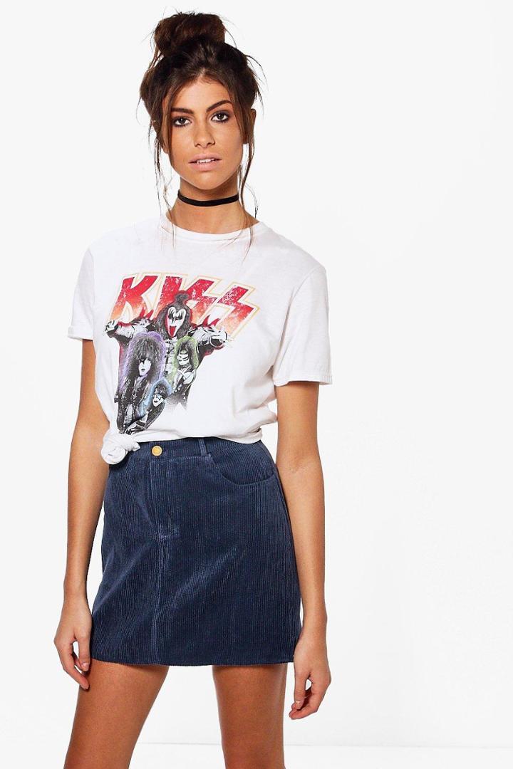 Boohoo India Chunky Cord Step Hem Mini Skirt Navy