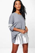 Boohoo Maria Knitted Sporty Jumper Grey