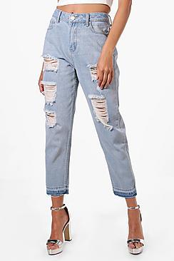 Boohoo Sophie High Waist Displaced Pocket Mom Jeans