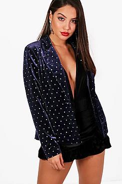 Boohoo Boutique Glitter Spot Velvet Blazer