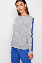 Boohoo Petite Sports Tape Oversized Jumper