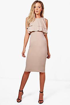 Boohoo Midi Ruffle Dress