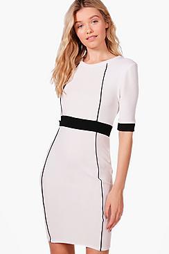 Boohoo Jasmine Panel Detail Midi Dress