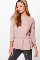 Boohoo Kayla Frill Hem Jumper Rose