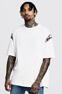 Boohoo Oversized Ecru T-shirt With Check Panel